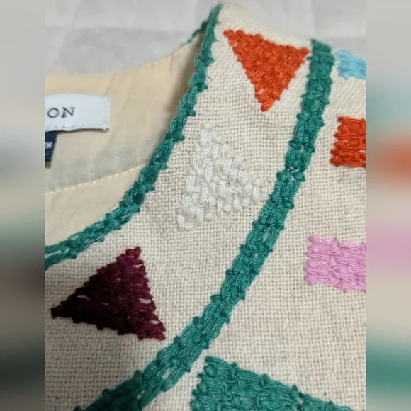 by Gryphon Anthropologie Dress Ivory Embroidered Boho Chic Dress Size Small(4) - Picture 4 of 14